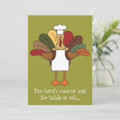 Tucker Turkey Chef Thanksgiving Dinner Invitation Kaart (Staand voorkant)