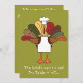 Tucker Turkey Chef Thanksgiving Dinner Invitation Kaart (Voorkant / Achterkant)