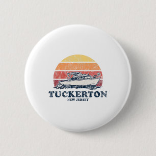 Tuckerton NJ  Boating 70s Retro Boat Design Ronde Button 5,7 Cm
