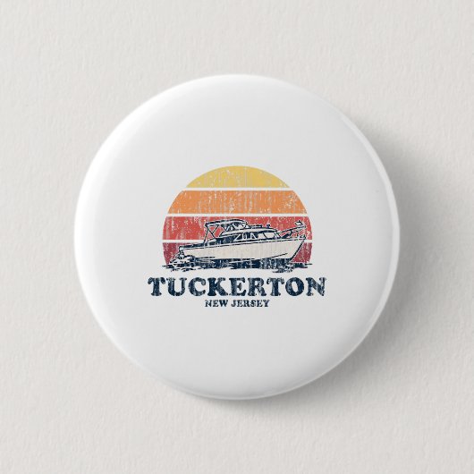 Tuckerton NJ Boating 70s Retro Boat Design Ronde Button 5,7 Cm (Voorkant)