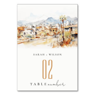 Tucson, Arizona Aquarel Landschap Bruiloft Kaart