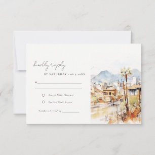 Tucson Arizona Aquarel Landschap Bruiloft RSVP Kaartje