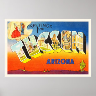 Tucson Arizona AZ Old Vintage Travel Souvenir Poster