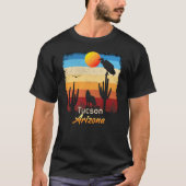 Tucson Arizona AZ Sunset Coyote Vulture Cactus Des T-shirt (Voorkant)