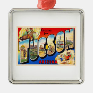 Tucson Arizona AZ Vintage Grote letter Briefkaart Metalen Ornament