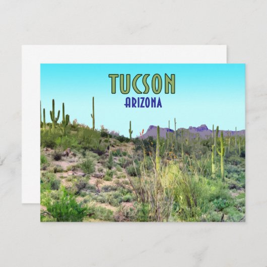 Tucson Arizona Cactus en Mountain Flat Kaart (Voorkant / Achterkant)