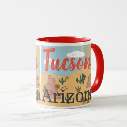 Tucson Arizona Desert Illustratie Mok (Voorkant rechts)