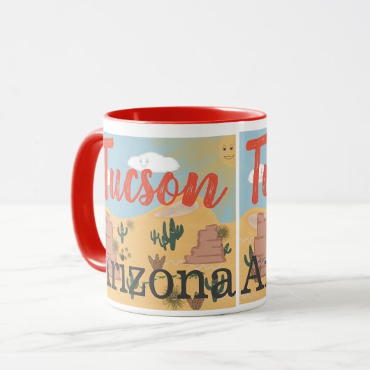Tucson Arizona Desert Illustratie Mok (Voorkant links)