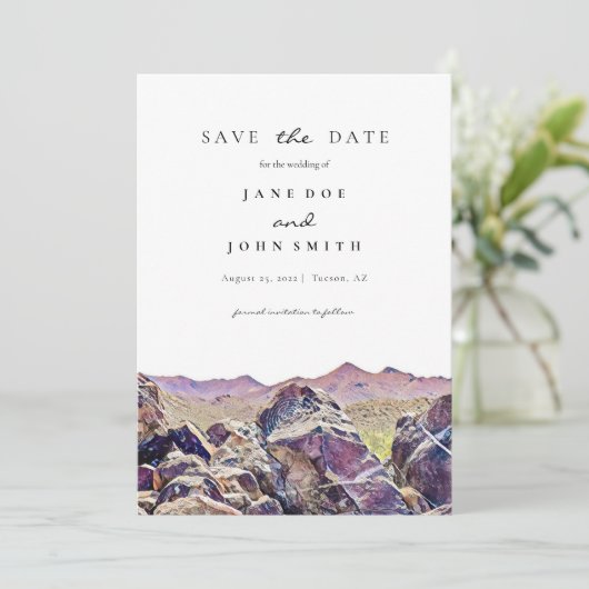 Tucson Arizona Desert Mountain slaat de datum op Save The Date (Staand voorkant)