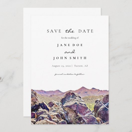 Tucson Arizona Desert Mountain slaat de datum op Save The Date (Voorkant / Achterkant)