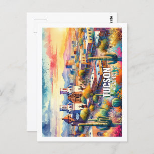 Tucson Arizona Famous Travel Place waterverf Briefkaart