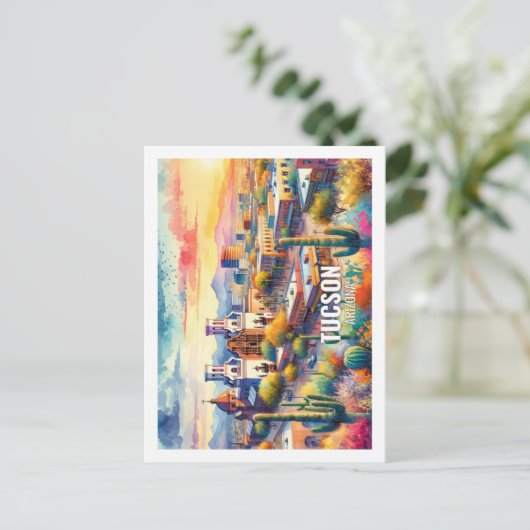 Tucson Arizona Famous Travel Place waterverf Briefkaart (Staand voorkant)