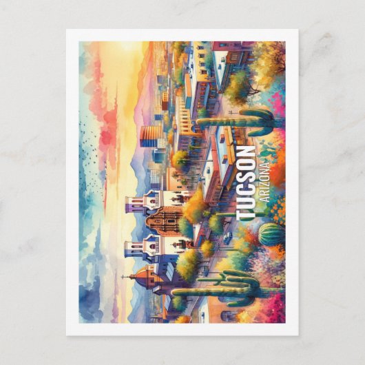Tucson Arizona Famous Travel Place waterverf Briefkaart (Voorkant)