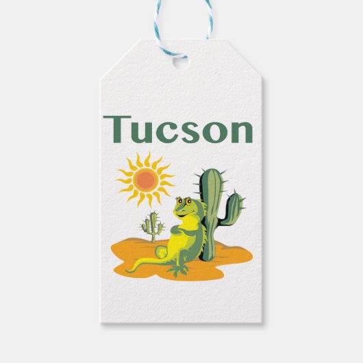 Tucson Arizona Lizard onder Saguaro Cadeaulabel (Voorkant)