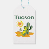 Tucson Arizona Lizard onder Saguaro Cadeaulabel (Achterkant)