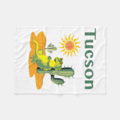 Tucson Arizona Lizard onder Saguaro Fleece Deken (Voorkant (Horizontaal))