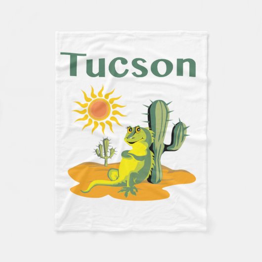 Tucson Arizona Lizard onder Saguaro Fleece Deken (Voorkant)