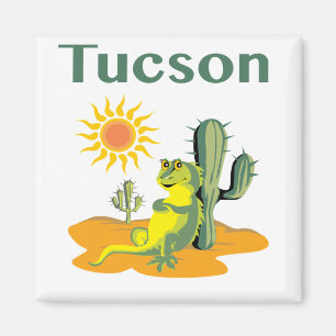 Tucson Arizona Lizard onder Saguaro Magneet