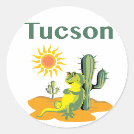 Tucson Arizona Lizard onder Saguaro Ronde Sticker