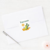 Tucson Arizona Lizard onder Saguaro Ronde Sticker (Envelop)
