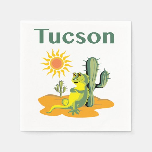 Tucson Arizona Lizard onder Saguaro Servetten (Voorkant)