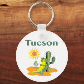 Tucson Arizona Lizard onder Saguaro Sleutelhanger (Voorkant)