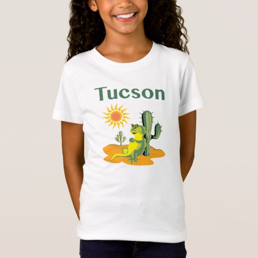 Tucson Arizona Lizard onder Saguaro T-shirt (Voorkant)