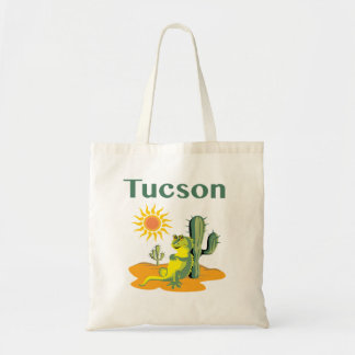 Tucson Arizona Lizard onder Saguaro Tote Bag