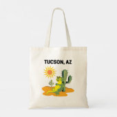 Tucson Arizona Lizard onder Saguaro Tote Bag (Achterkant)