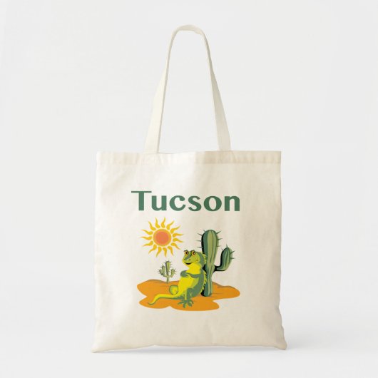 Tucson Arizona Lizard onder Saguaro Tote Bag (Voorkant)