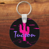 Tucson Arizona Neon Desert Nights Saguaro Cactus Sleutelhanger (Voorkant)