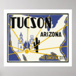 Tucson Arizona Poster<br><div class="desc">Vintage poster afbeelding voor Tucson,  Arizona.</div>