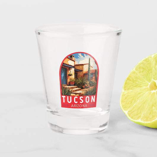 Tucson Arizona Reis Kunst Embleem Shot Glas (Voorkant)