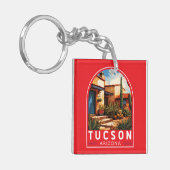 Tucson Arizona Reis Kunst Embleem Sleutelhanger (Voorkant Links)