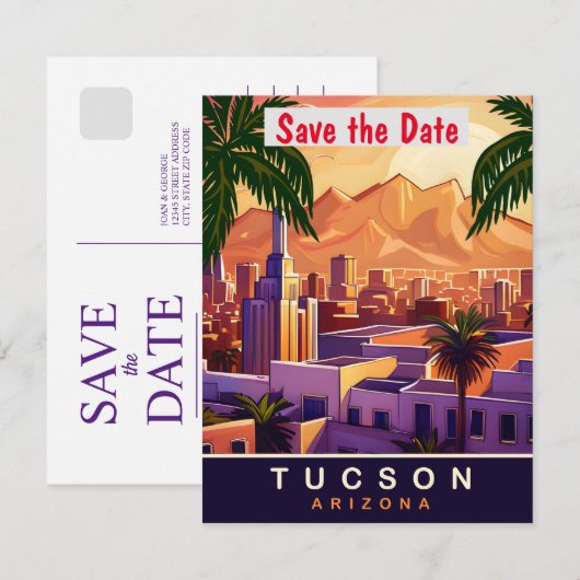 Tucson, Arizona, Reizen Briefkaart, Save The Date (Voorkant / Achterkant)