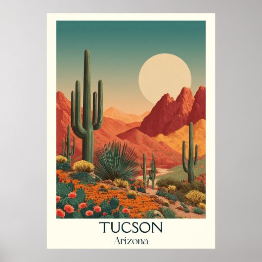 Tucson Arizona Retro Travel Poster |  stijl (Voorkant)