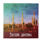 Tucson, Arizona Saguaro Cactus Ceramic Tile Tegeltje (Voorkant)
