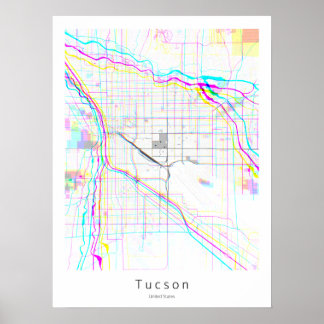 Tucson Arizona Simple White Abstracte Map Poster