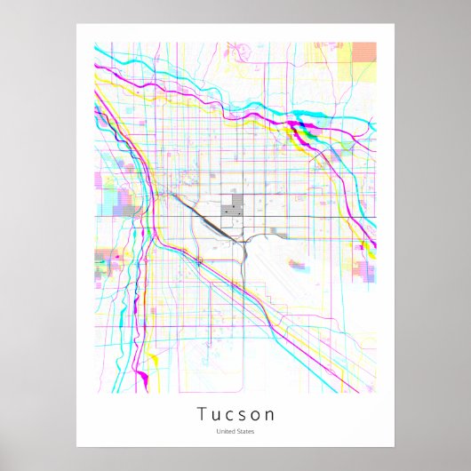 Tucson Arizona Simple White Abstracte Map Poster (Voorkant)