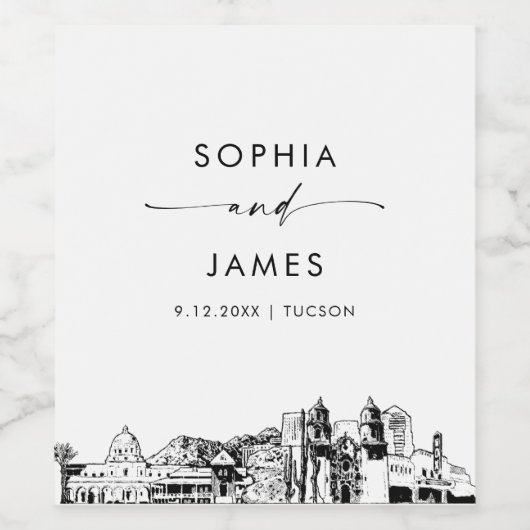 Tucson Arizona Skyline Wijn Etiket (Enkel label)