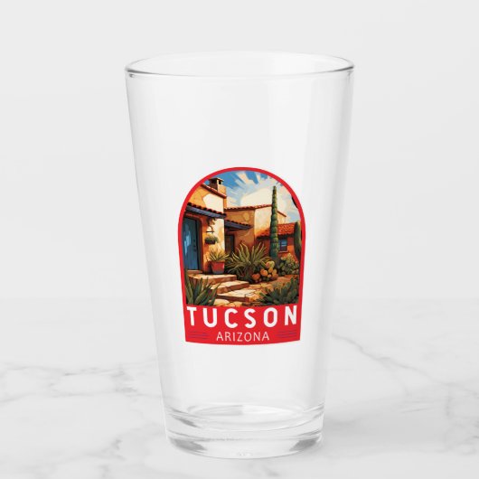 Tucson Arizona Travel Art Embleem Glas (Voorkant)