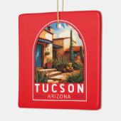 Tucson Arizona Travel Art Embleem Keramisch Ornament (Links)