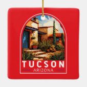 Tucson Arizona Travel Art Embleem Keramisch Ornament (Achterkant)