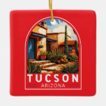 Tucson Arizona Travel Art Embleem Keramisch Ornament<br><div class="desc">Tucson retro vector reisontwerp. Tucson staat ook bekend om zijn rijke culturele erfgoed,  geworteld in het Spaans,  Mexicaans en Western.</div>