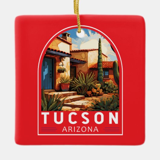 Tucson Arizona Travel Art Embleem Keramisch Ornament (Voorkant)