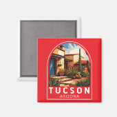 Tucson Arizona Travel Art Embleem Magneet (Voorkant / Achterkant)