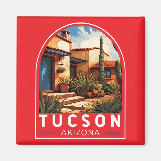 Tucson Arizona Travel Art Embleem Magneet (Voorkant)