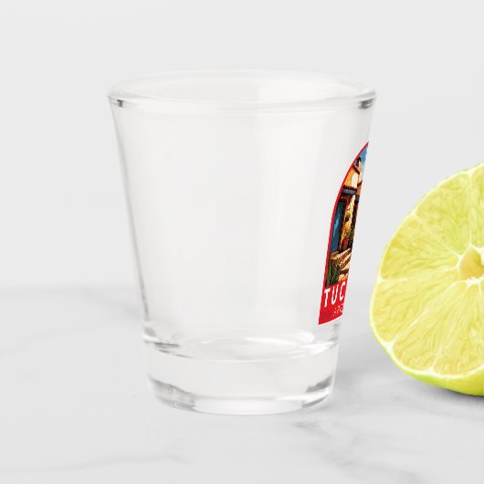 Tucson Arizona Travel Art Embleem Shot Glas (Links)