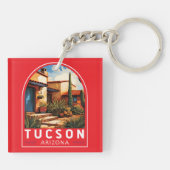 Tucson Arizona Travel Art Embleem Sleutelhanger (Achterkant)