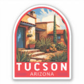 Tucson Arizona Travel Art Embleem Sticker (Voorkant)